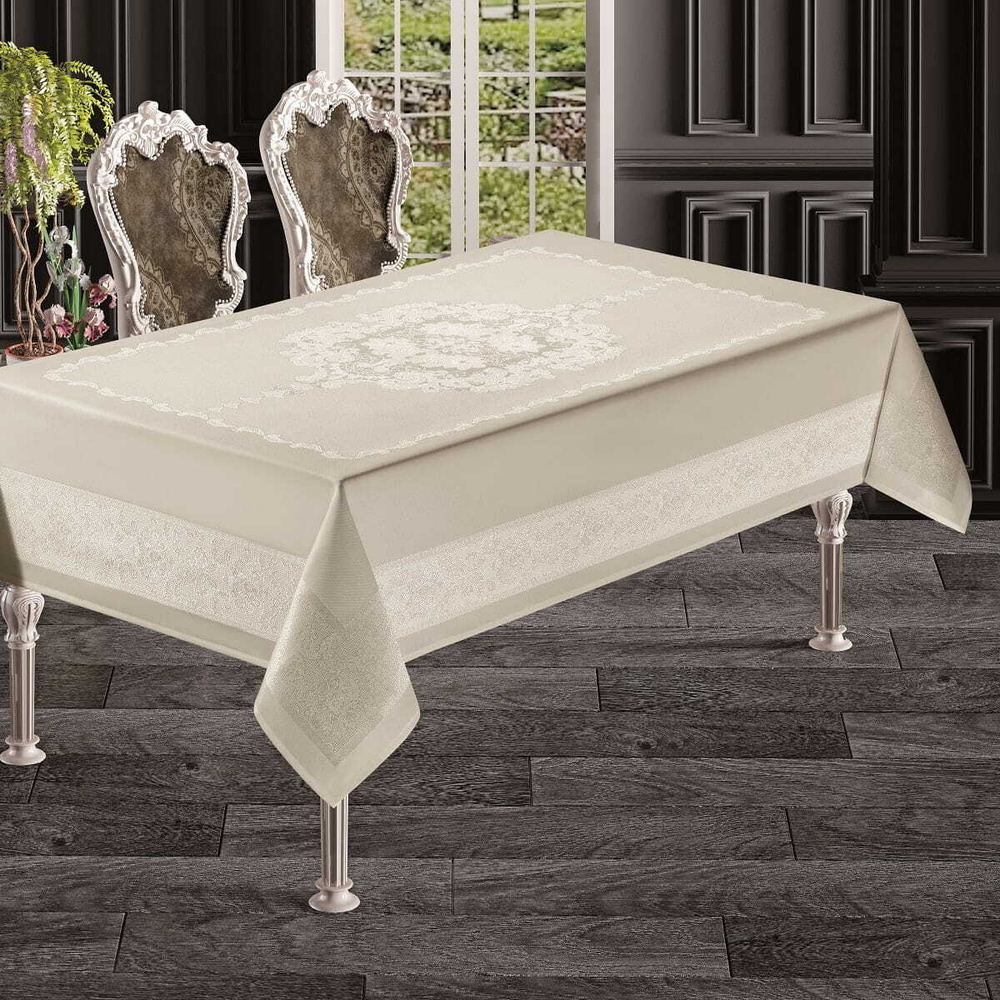 Скатерть 150x220 Arya home Sava кремовая