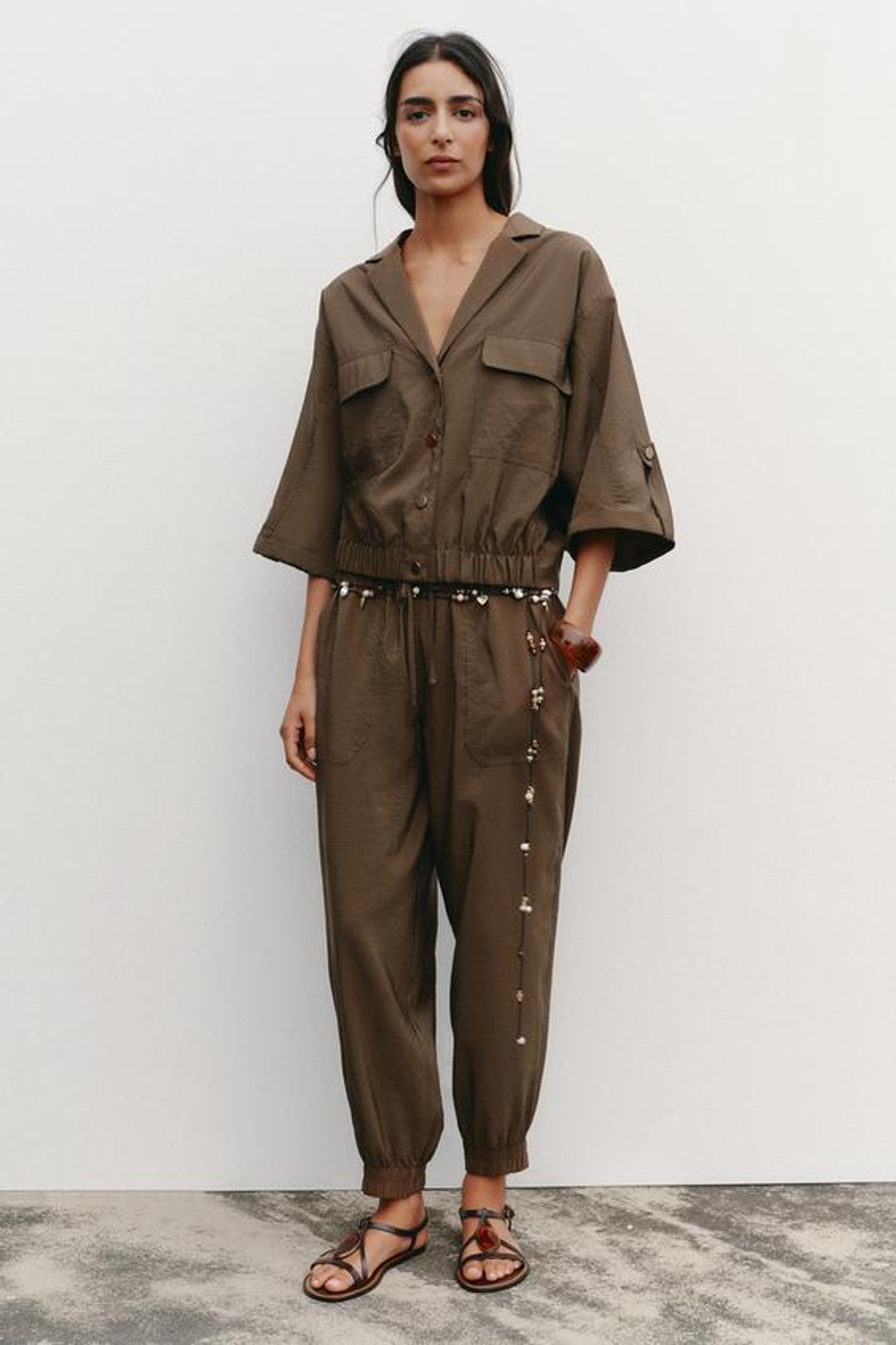 ZARA БРЮКИ С МАНЖЕТАМИ, КОРИЧНЕВЫЙ