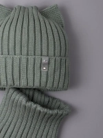 Шапка для девочки осенняя c ушками и снуд