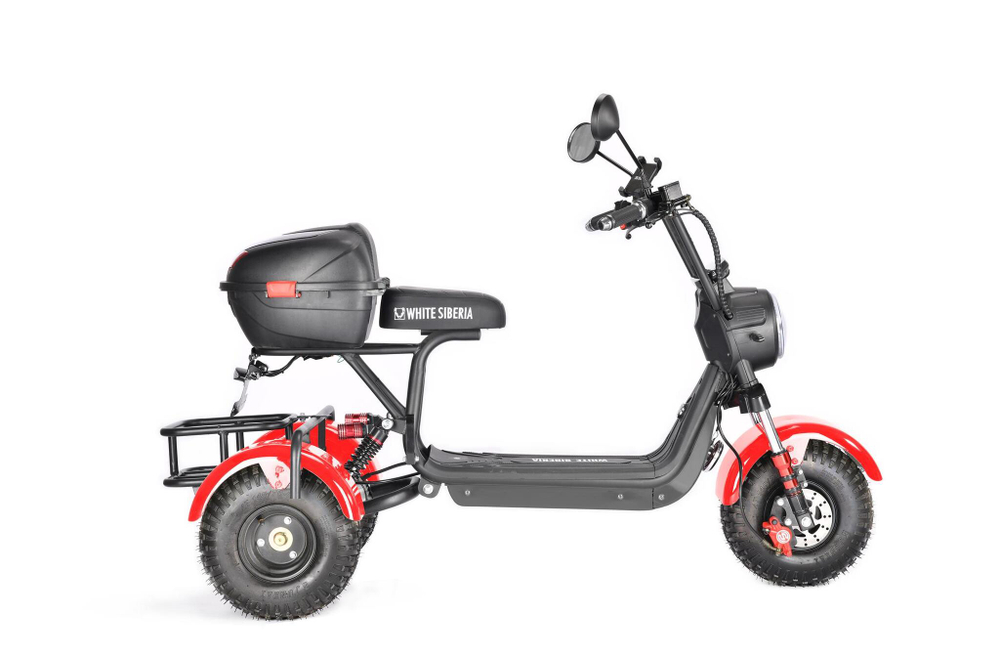 Электроскутер Citycoco White Siberia TRIKE MINI 1500W Красный