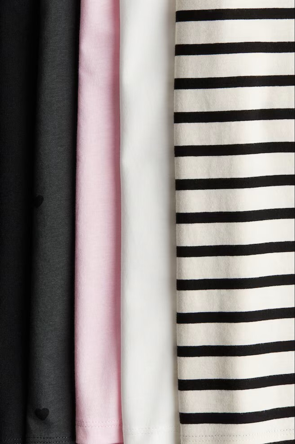 H&M Набор из пяти хлопковых футболок, светло-розовый