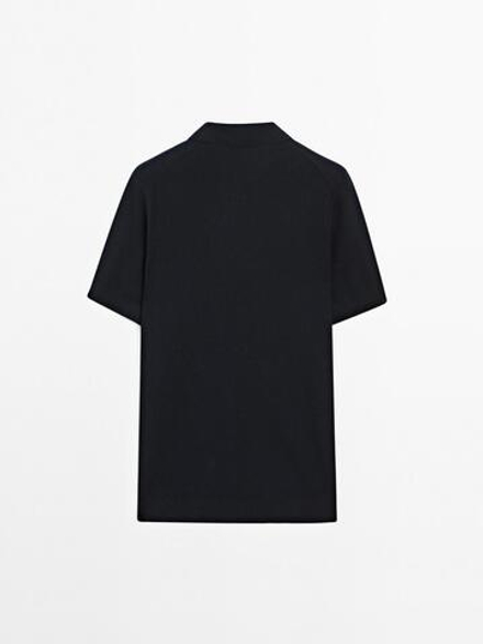 Massimo Dutti Футболка-поло в рубчик, темно-синий