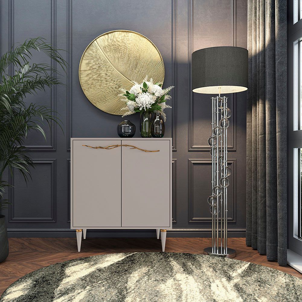 Комод Арт Колор matte Классик Голд с 2 полками Серый агат матовый