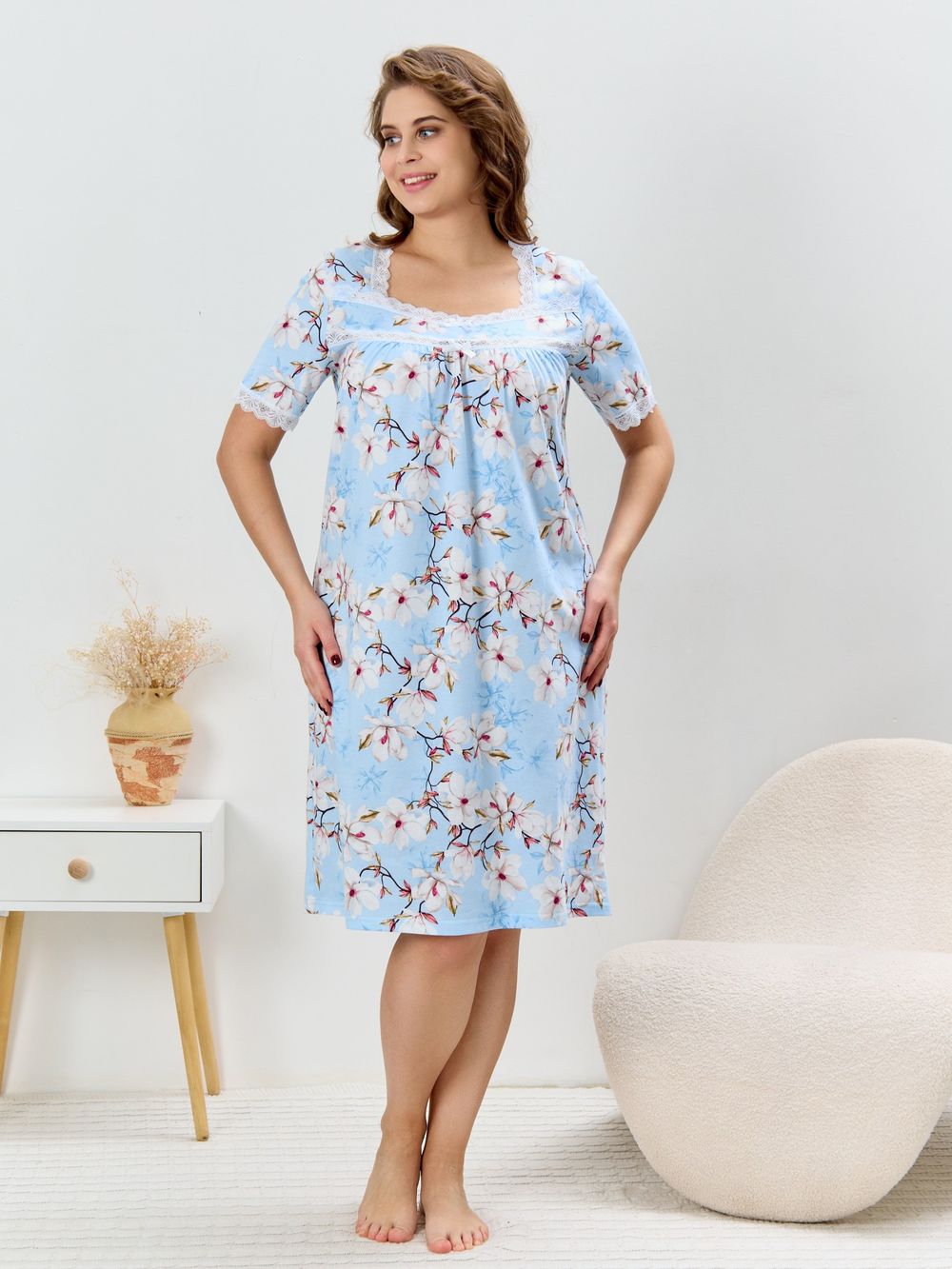 Ночная сорочка Узор-1 Виотекс ГОЛУБОЙ