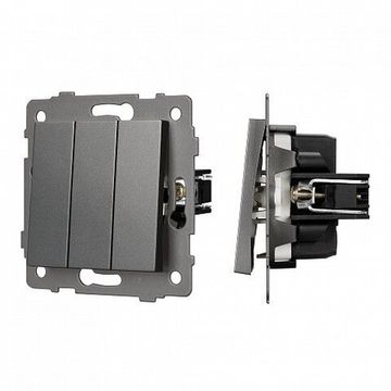 Механизм выключателя трехклавишный непроходной 049898 серый SWT-MK03-PL-GR-V (250V, 10A) Arlight