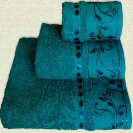 Набор из 3-х полотенец жаккардовых "П37. СИНЕ-ЗЕЛЁНЫЙ", 100% хлопок, Россия.