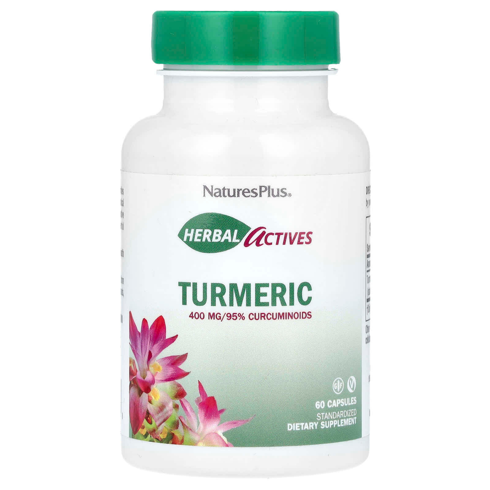 NaturesPlus, Herbal Actives, куркума, 400 мг, 60 капсул