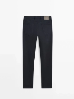 Massimo Dutti Зауженные брюки с отделкой под деним, темно-синий