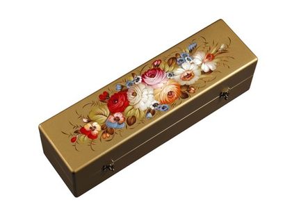 Zhostovo Christmas balls in wooden box - set of 4 balls SET04D-667785832