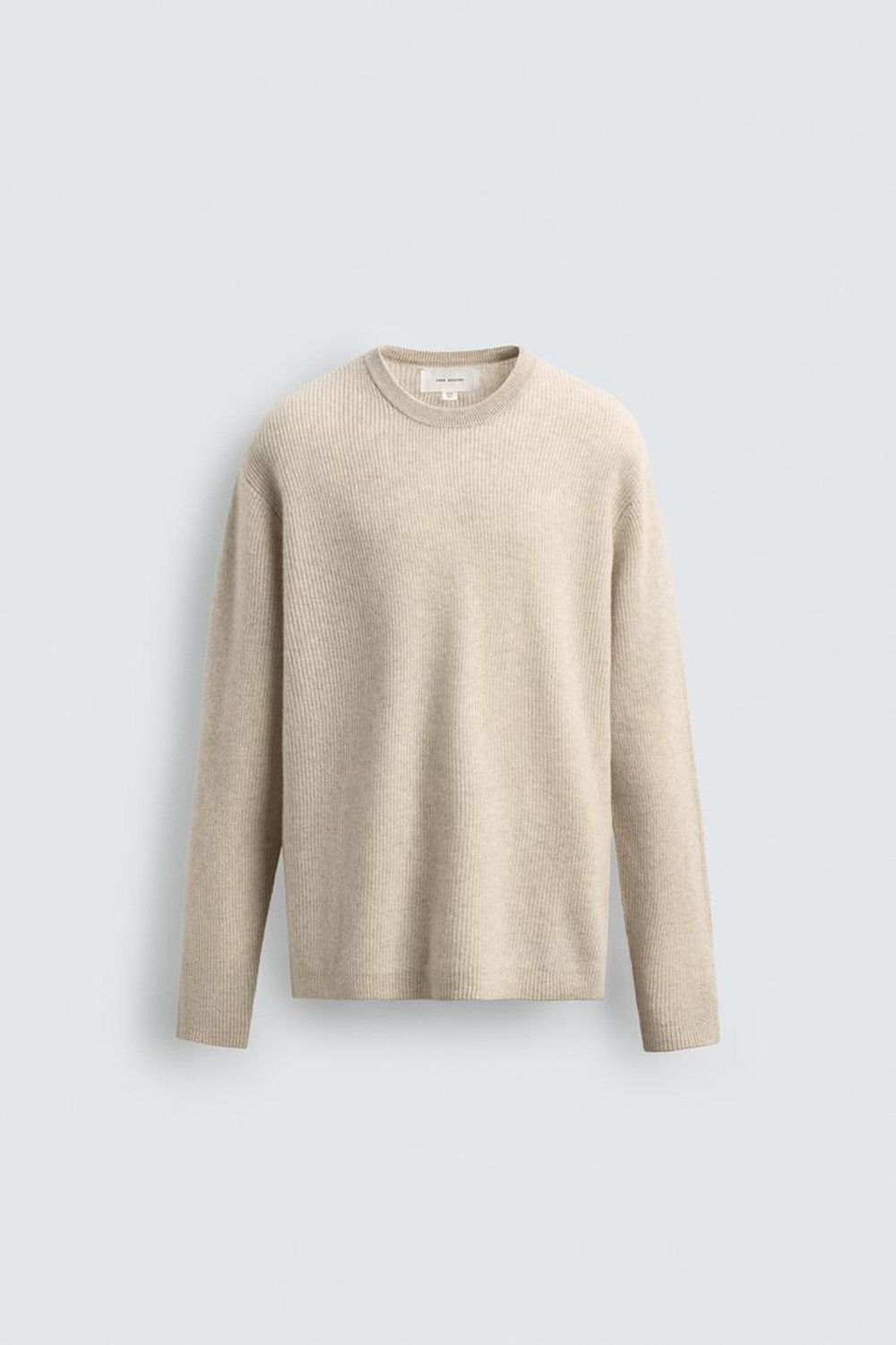 ZARA СВИТЕР В РУБЧИК ИЗ 100% КАШЕМИРА, ЭКРЮ МЕЛАНЖ