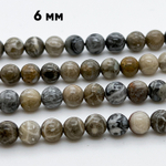 Бусины Коралл окаменелый, диаметр 6,2-6,4 мм, цена за 16 шт (1/4 нити)