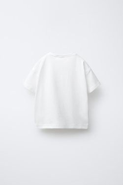 ZARA БАЗОВАЯ ФУТБОЛКА С ВЫШИТЫМ СЕРДЦЕМ, БЕЛЫЙ
