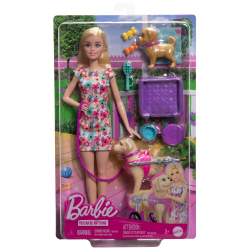 Barbie - Кукла Барби и собака в коляске + 10 аксессуаров HTK37 / артикул   HTK37  / GTIN 194735192243