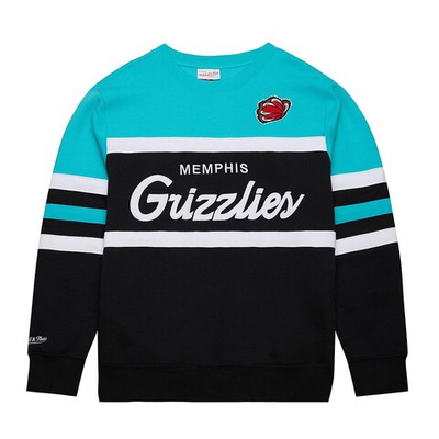 Толстовка Mitchell&Ness NBA Vintage Logo Head Coach Fleece Pullover Memphis Grizzlies Sweatshirt Turquoise and Black
