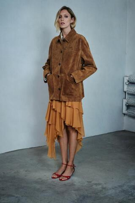 ZARA ЮБКА МИДИ АСИММЕТРИЧНОГО КРОЯ — ZW COLLECTION, РЫЖЕВАТО-КОРИЧНЕВЫЙ