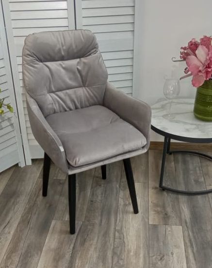 Стул РАЛЬФ ДАНС 360 град. поворотный, ZIZI 522 Серый, велюр / Черный каркас