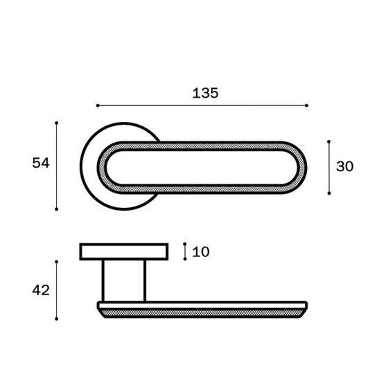 Размеры дверной ручки NOLA ZR