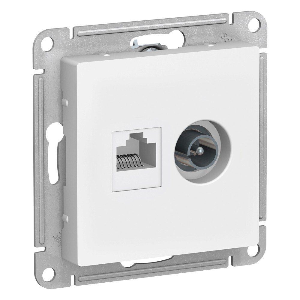 ATLASDESIGN РОЗЕТКА двойная ТВ + компьютерная RJ45, кат. 5Е, БЕЛЫЙ ATN000189
