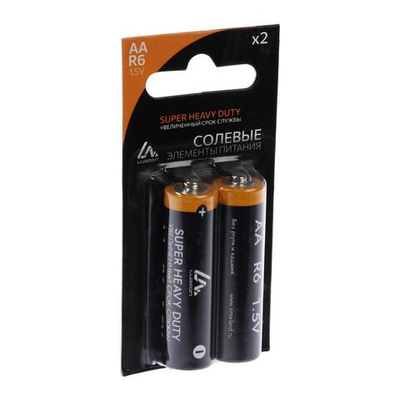 Батарейка солевая Luazon Super Heavy Duty, АА, R6, 2шт. блистер