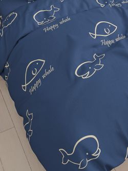 Простынь на резинке Сказка "Киты" 120х200 см, перкаль