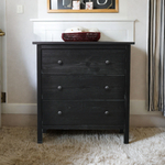 Комод, 78х38х80, Хермес, черный, с 3 ящиками, комод на ножках для одежды и игрушек, из массива дерева, IKEA