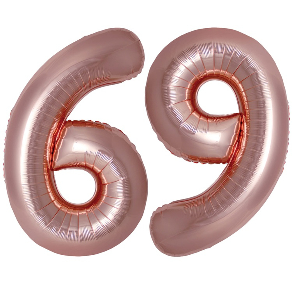 Шар фольгированный Цифра 6 101 см (Розовое Золото)