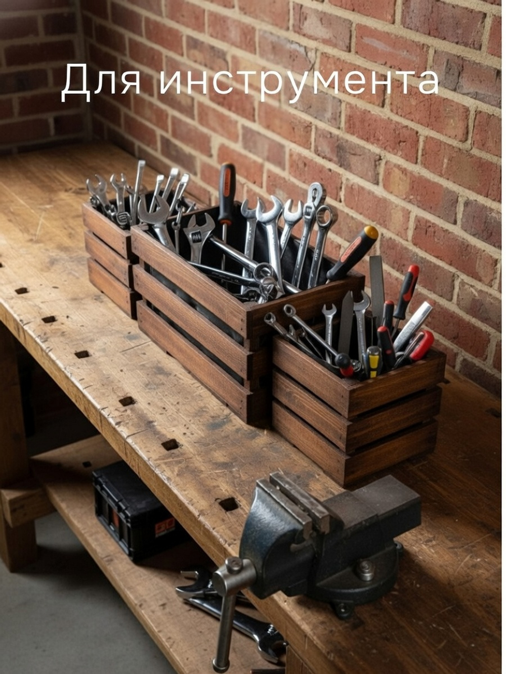 Ящики для хранения, 38х22х19, 19х16х16, для сада, рассады, деревянный, 3 шт.