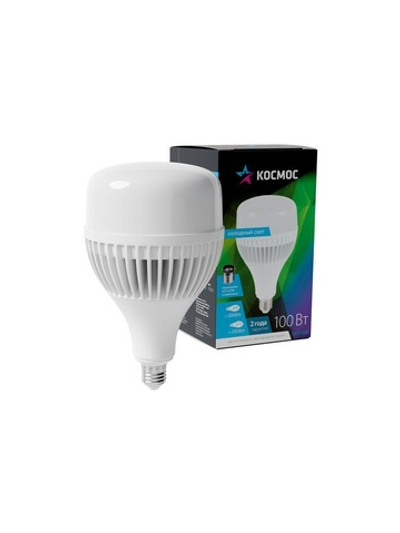 Лампа светодиодная высокомощная HWLED 100Вт 6500К холод. бел. E27 220В (переходник с E27 на E40 в компл.) КОСМОС LksmHWLED100WE2765