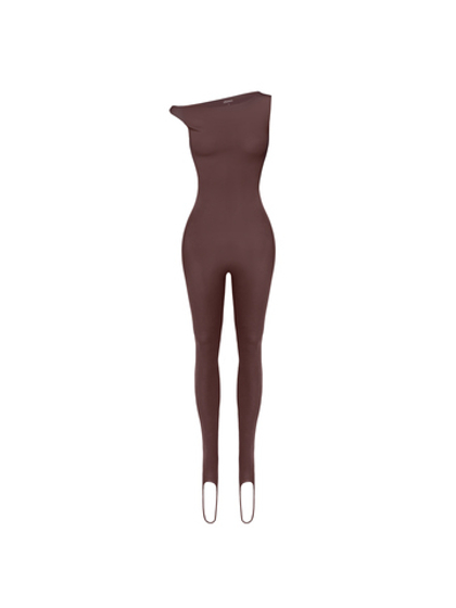 chocalate asymmetric catsuit