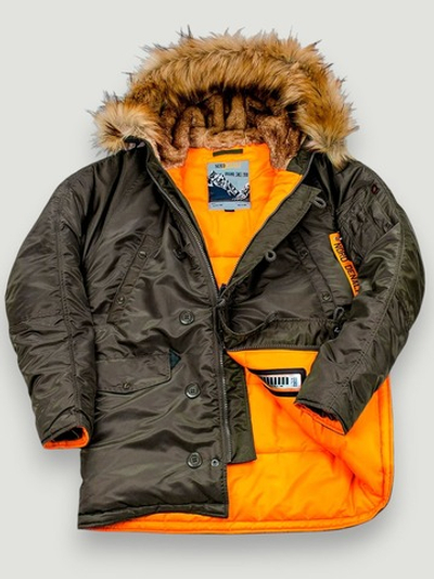Куртка Аляска N-3B Husky Denali (т. серая - beluga/orange)