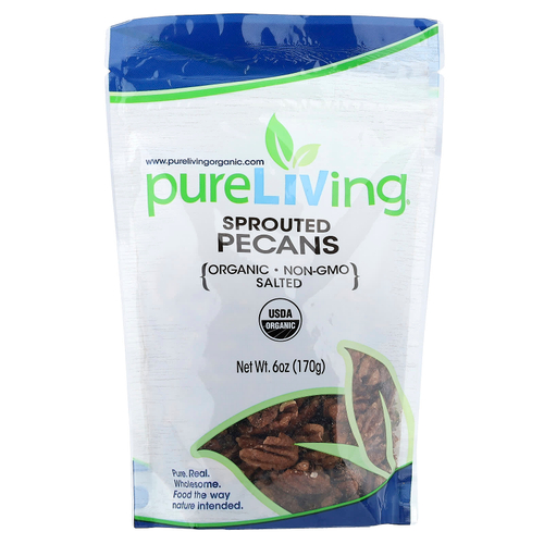 Pure Living, органический пророщенный пекан, с солью, 170 г (6 унций)