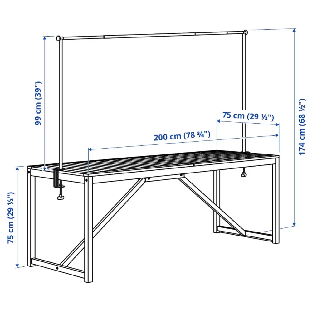 Стол с декоративной стойкой - IKEA NÄMMARÖ/HELGEÖ/NAMMARO/HELGEO ИКЕА, 75х200х75 см, коричневый