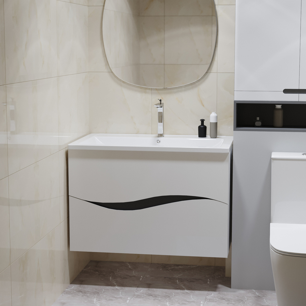 Тумба д/ванной "Лайф-80" подвесная  под раковину Марго-80 (MIXLINE) (ПВХ)