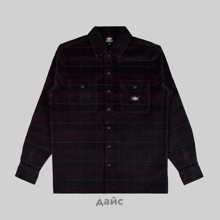 Рубашка мужская Dickies Alma Plaid Long Sleeve Shirt артикул:WLR51_black - купить в магазине Дайс