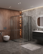 Душевой уголок Cezares MOLVENO-R-22-90+20-C-GM-IV, 110х110х195, профиль оружейная сталь, прозрачное стекло