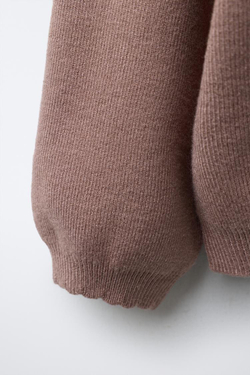 ZARA ВЯЗАНЫЙ СВИТЕР С ВЫШИТЫМИ ЦВЕТАМИ, ПУДРОВО-РОЗОВЫЙ