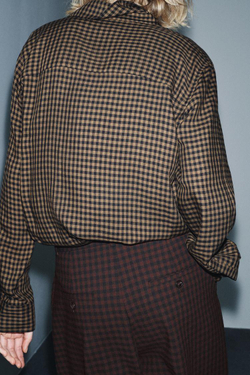 ZARA БЛУЗА В КЛЕТКУ ВИШИ — ZW COLLECTION, ЧЕРНЫЙ/КОРИЧНЕВЫЙ