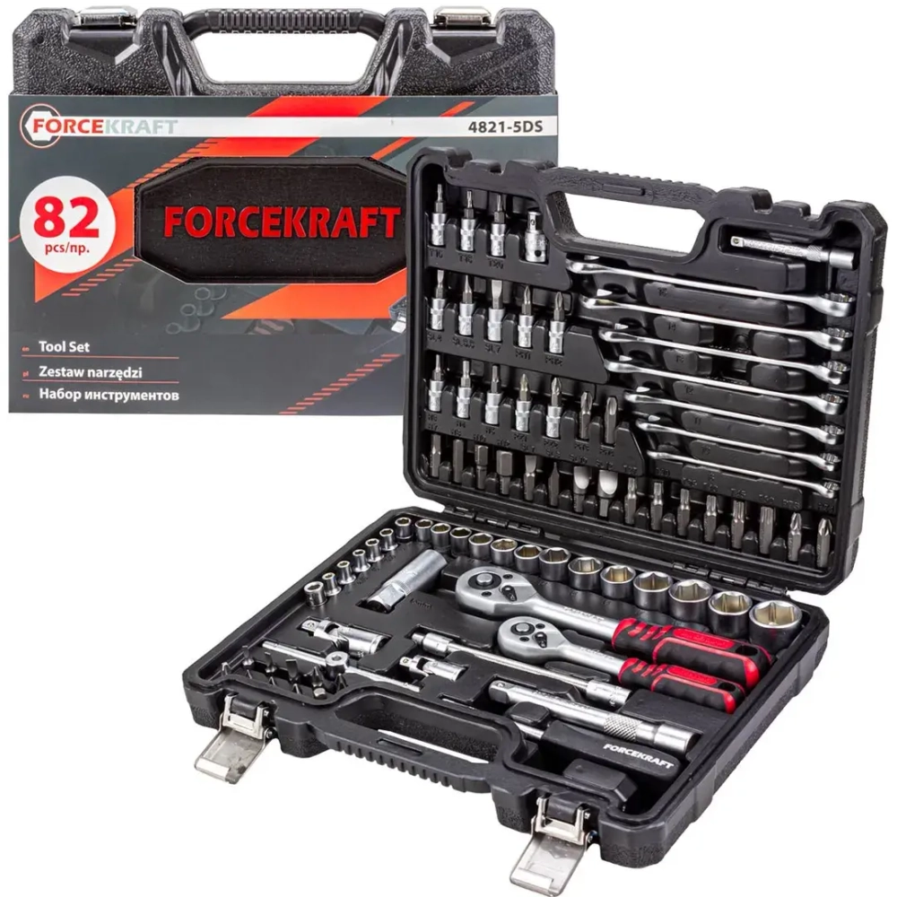 Набор инструментов 82 пр. 1/4''3/8''(6гр.)(4-22мм) FORCEKRAFT FK-4821-5DS-м