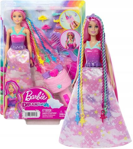 Кукла Mattel Barbie Dreamtopia - Кукла принцесса с косой и радужными волосами - Барби HNJ06