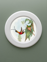 Картина на натуральном холсте в круглой деревянной раме "Райские птички"