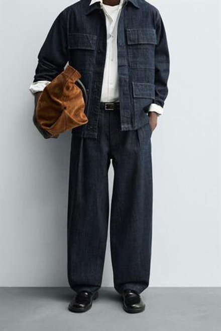 ZARA ДЖИНСЫ ЧИНОС BARREL FIT, ИНДИГО