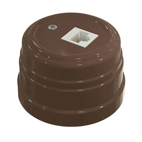 Розетка пластиковая ретро компьютерная RJ45 Какао Мезонин GE30341-70 / Интернет