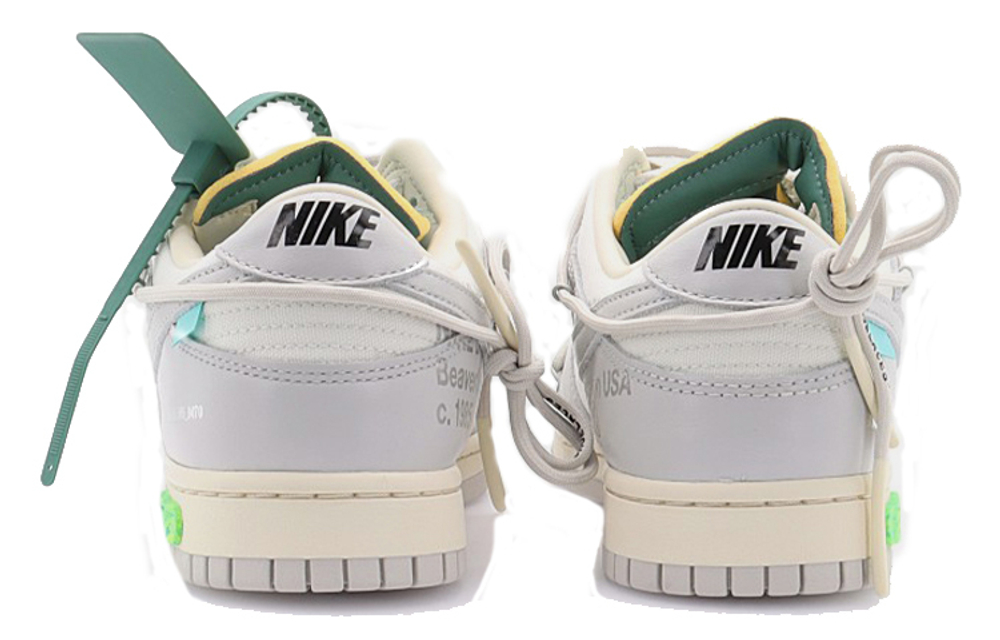 OFF-WHITE x Nike Dunk Low "The 50" NO.42 Joint White Lace Green Buckle Stylish Low Help Board Shoes Grey