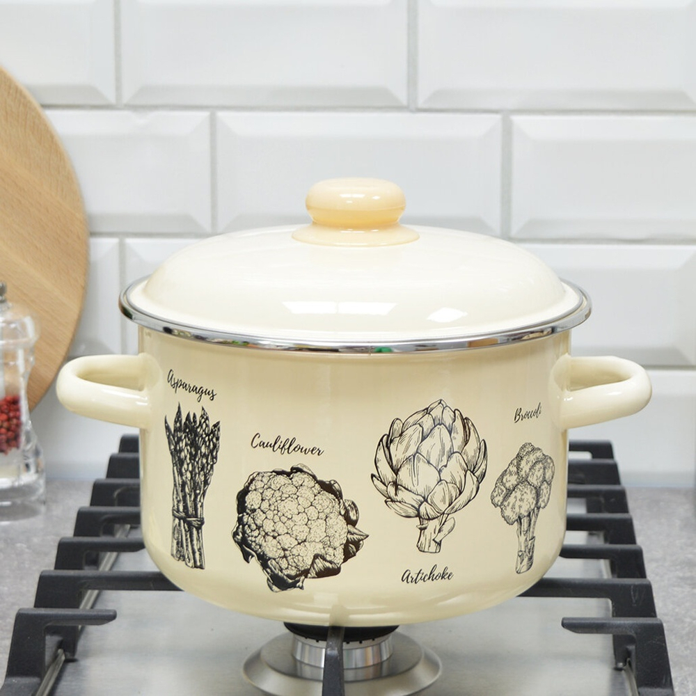 Кастрюля 4л "Брокколи" слоновая кость