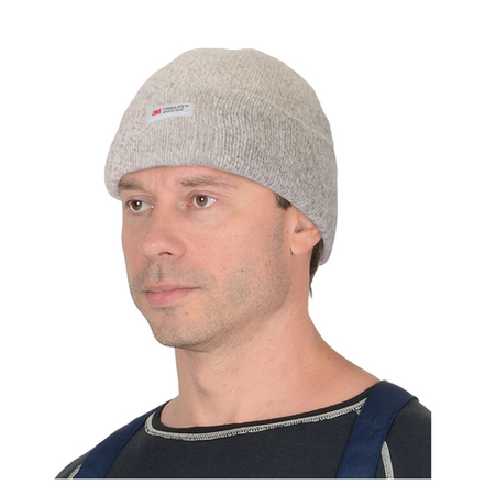 Шапка полушерстяная двойная Иней, утеплитель Тинсулейт, цвет беж.меланж