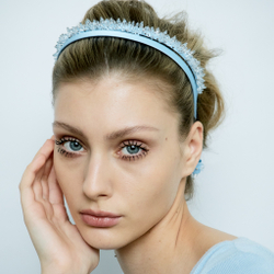 Ободок голубой с хрустальным декором