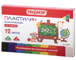 Пластилин классический 12цв. 180г. "Школьный" со стеком (ПИФАГОР)