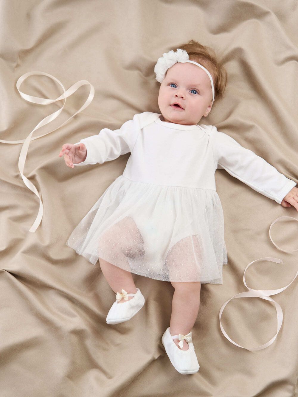 Платье-боди с юбкой из фатина "Молоко" 0+