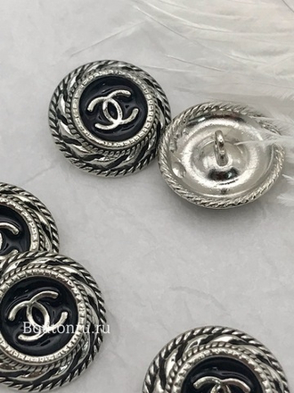 Пуговицы Шан. серебряные с черной эмалью и ажурным краем