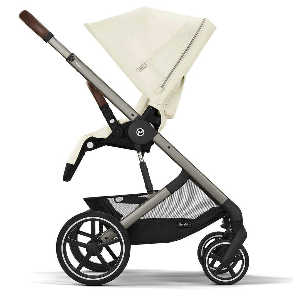 Коляска Cybex Balios S Lux TPE complete Aton S2 Hibiscus Red 3 в 1 Seashell Beige с дождевиками